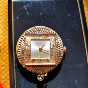 Estate Bulova gold plated pendant watch